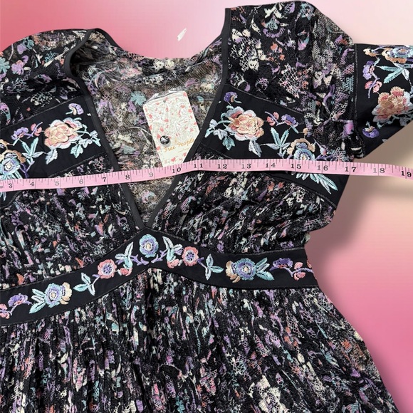 NWT Free People Black Floral Dress - Picture 3 of 8